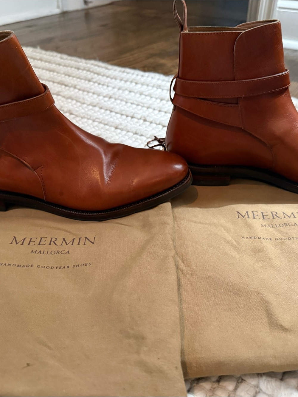 Meermin Men's Tan-Brown Leather Chukka Boots